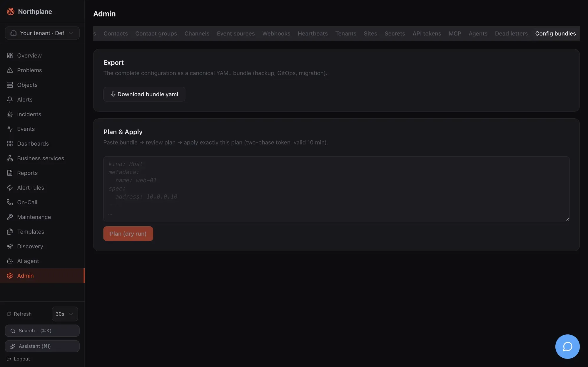 Admin → Config bundles