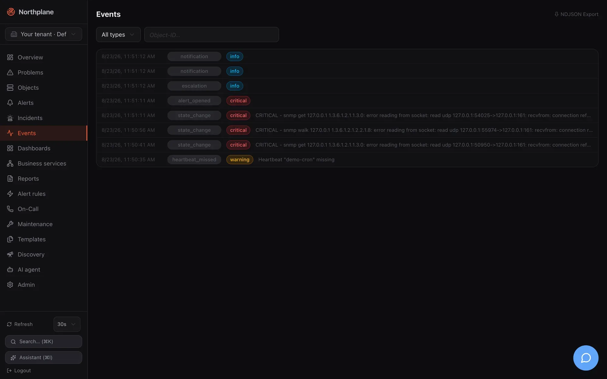 Events page