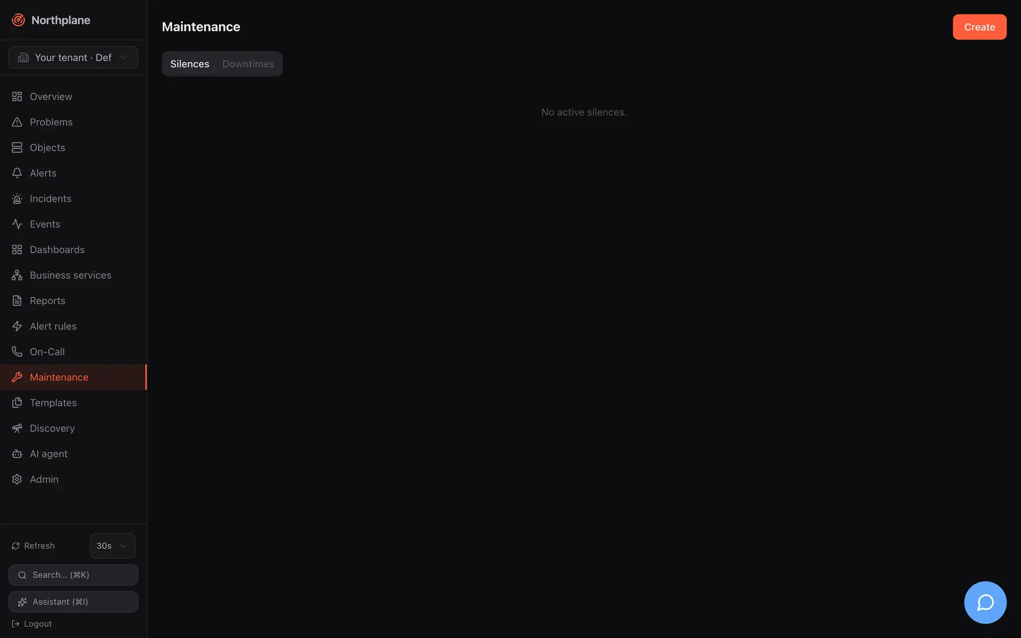 Maintenance page: silences and downtimes